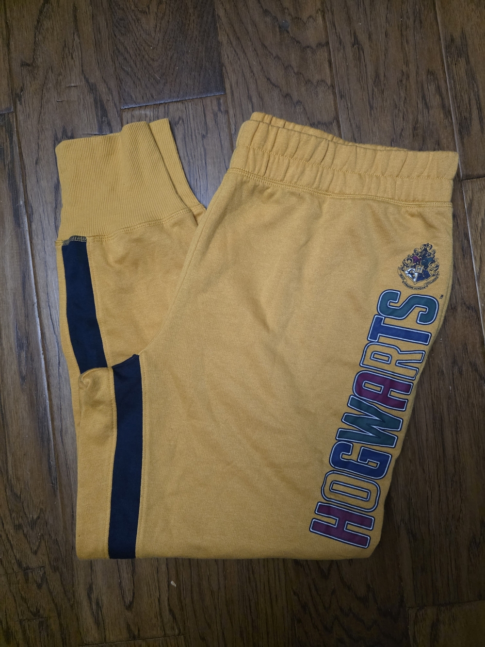 Warner Bros. Yellow Hogwarts Womens Pajamas Joggers with Navy Stripe
